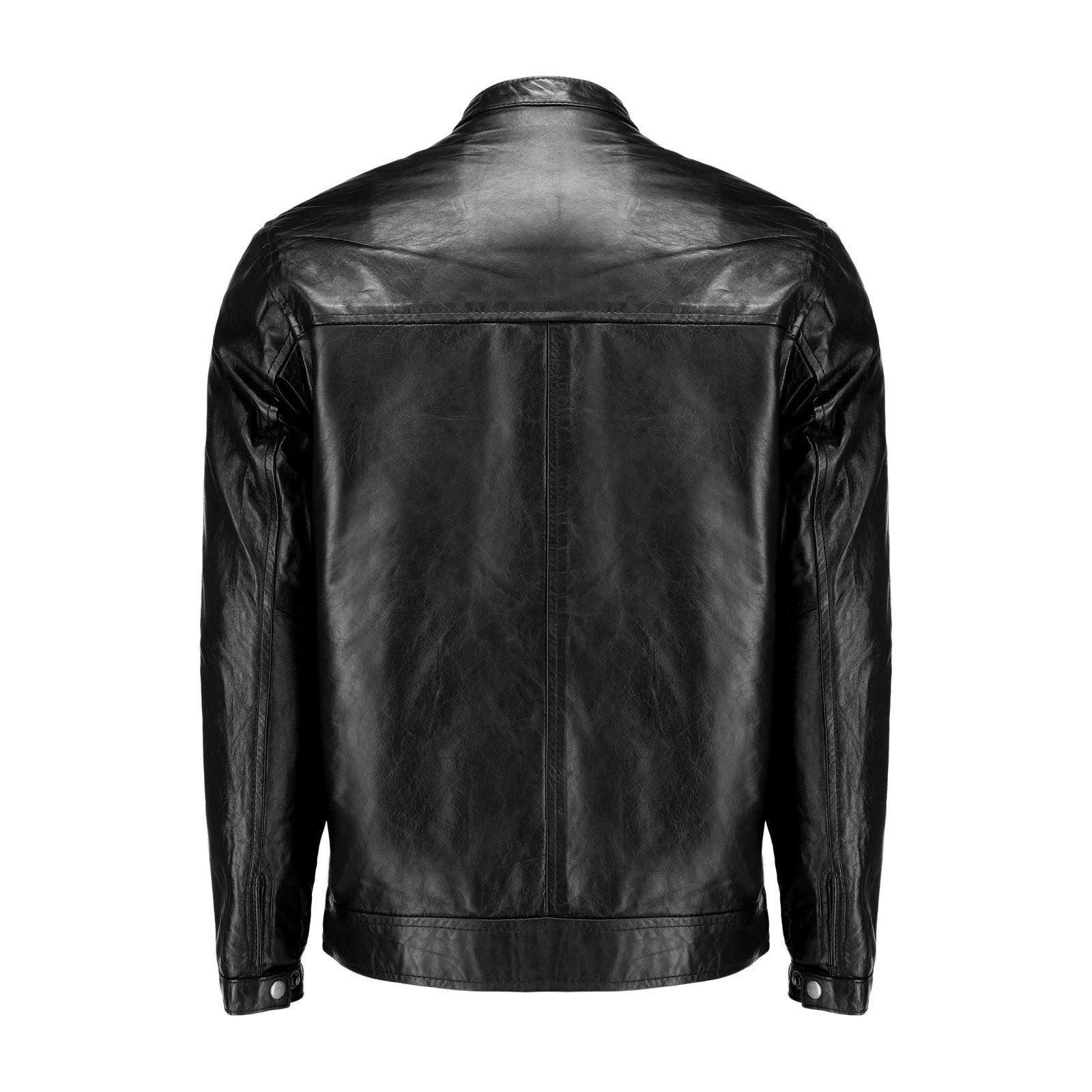 Black Mens Pure Sheep Leather Zipper Jacket
